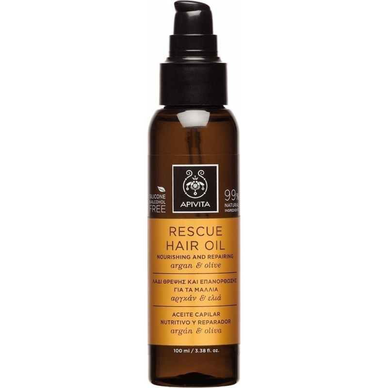 Apivita Rescue Hair Oil Nourishing & Repairing Argan & Olive 100ml