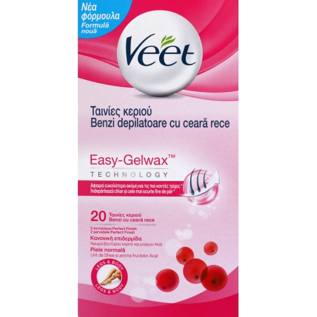 Veet Easy-Gelwax Αποτριχωτικές Ταινίες Για Κανονικό δέρμα 20Ταινίες