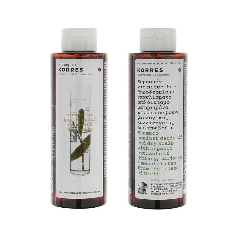 Korres Σαμπουάν Για Πιτυρίδα/Ξηροδερμία Δάφνη & Echinacea 2x250ml