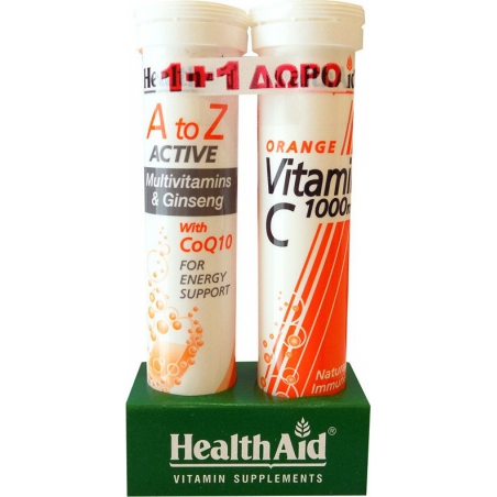Health Aid A to Z Αctive With Q10 + Vitamin C 1000mg 40 αναβράζοντα δισκία