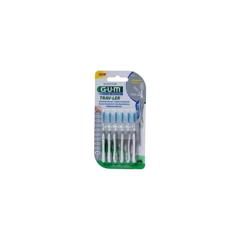 GUM 1618 Trav-ler Interdental Brush - Μεσοδόντιο Βουρτσάκι 2.0mm Γκρι 6 τμχ