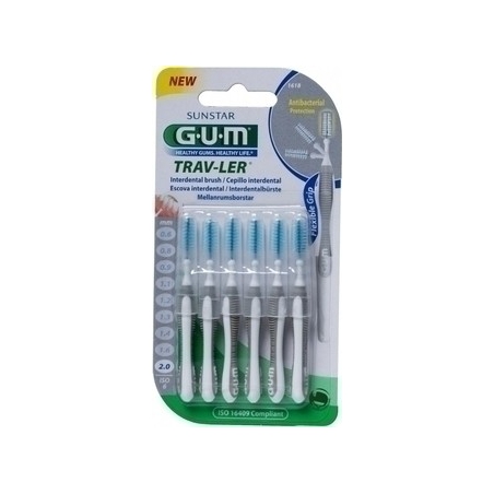 GUM 1618 Trav-ler Interdental Brush - Μεσοδόντιο Βουρτσάκι 2.0mm Γκρι 6 τμχ