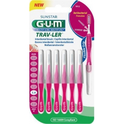 GUM 1612 Trav-ler Interdental Brush - Μεσοδόντιο Βουρτσάκι 1.4mm Φούξια 6 τμχ