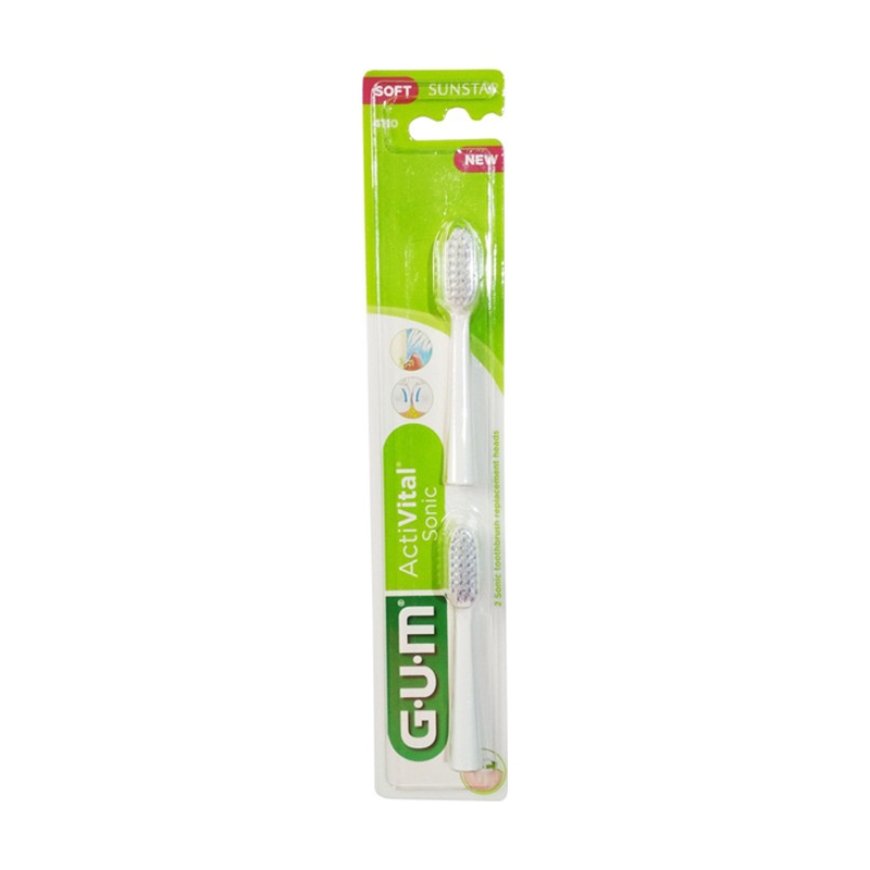 GUM 4110 Activital Sonic Refill Heads Soft Ανταλλακτικές Κεφαλές Λευκό 2τμχ