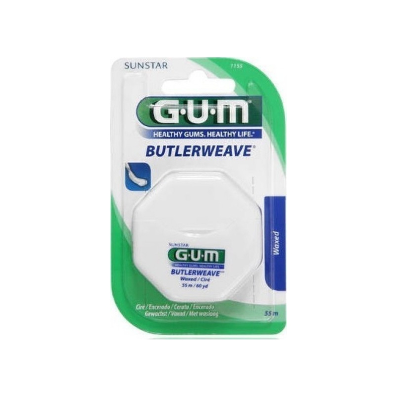GUM 1155 ButlerWeave Waxed Floss Κηρωμένο Οδοντικό Νήμα 55m
