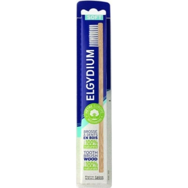 Elgydium Wooden Ξύλινη Οδοντόβουρτσα Μαλακή με Λευκές Τρίχες 1τμχ