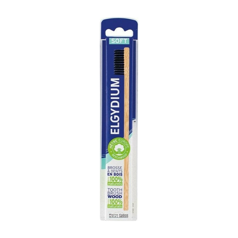 Elgydium Wooden Ξύλινη Οδοντόβουρτσα Μαλακή με Μαύρες Τρίχες 1τμχ