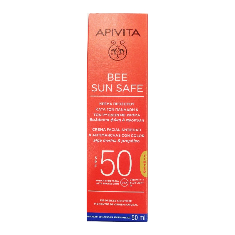 Apivita Bee Sun Safe Κρεμα Προσώπου Κατά των Πανάδων & των Ρυτίδων με Χρώμα SPF50 50ml