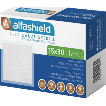 Karabinis Medical Alfashield Αποστειρωμένη Γάζα 15x30cm 12τμχ