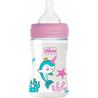 Chicco Well Being, Πλαστικό Μπιμπερό, Θηλή Σιλικόνης 0m+ Ροζ 150ml