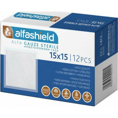 Karabinis Medical Alfashield Αποστειρωμένη Γάζα 15cm x 15cm 12τμχ
