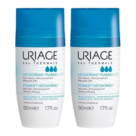 Uriage Promo Deodorant Power 3, Αποσμητικό Τριπλής Δράσης 2x50ml