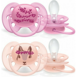 Philips AVENT Πιπίλα Ultra Soft Σιλικόνης Pink 6+ 2τμχ SCF223/04