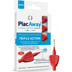 PlacAway Triple Action Μεσοδόντια Βουρτσάκια 0.5mm σε χρώμα Κόκκινο 6τμχ