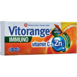 Uni-Pharma Vitorange Immuno Vitamin C + Zn 30 μασώμενες ταμπλέτες