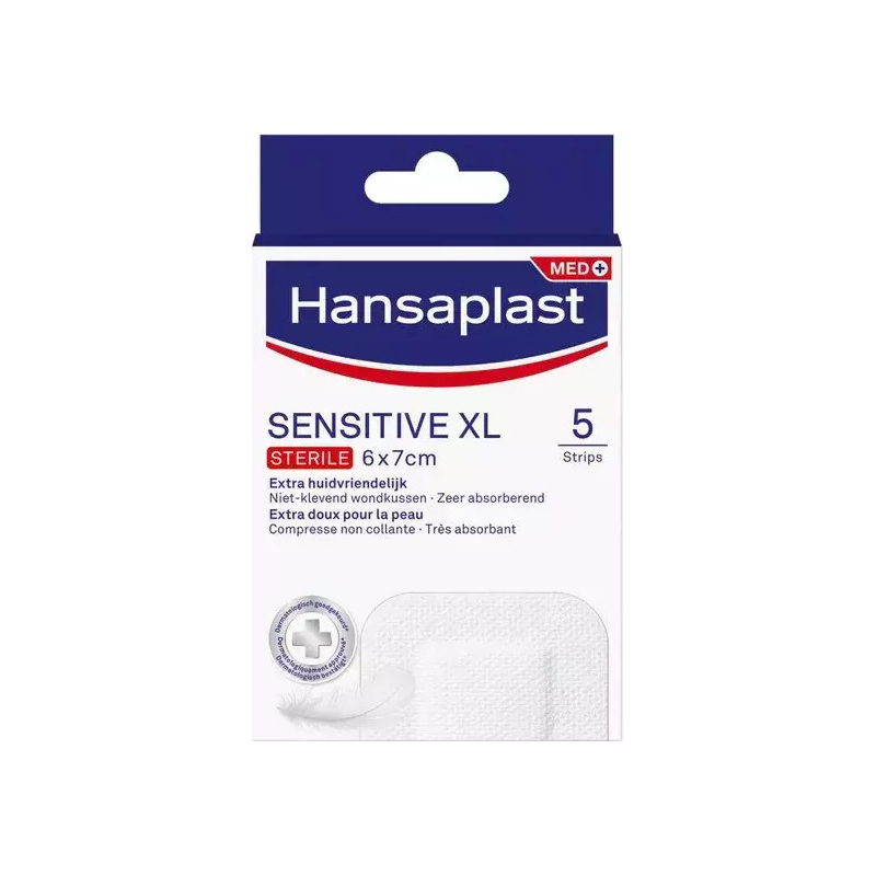 Hansaplast Αποστειρωμένα Αυτοκόλλητα Επιθέματα Med+ Sensitive XL 7x6cm 5τμχ