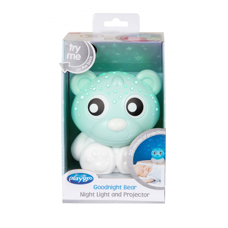 Playgro Goodnight Bear Night Light and Projector Green Μπαταρίας