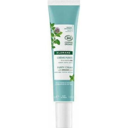 Klorane Purity Combination To Oily Skin Cream Κρέμα Προσώπου Αποτοξίνωσης Για Μικτό-Λιπαρό Δέρμα Με Βιολογική Υδάτινη Μέντα 40ml