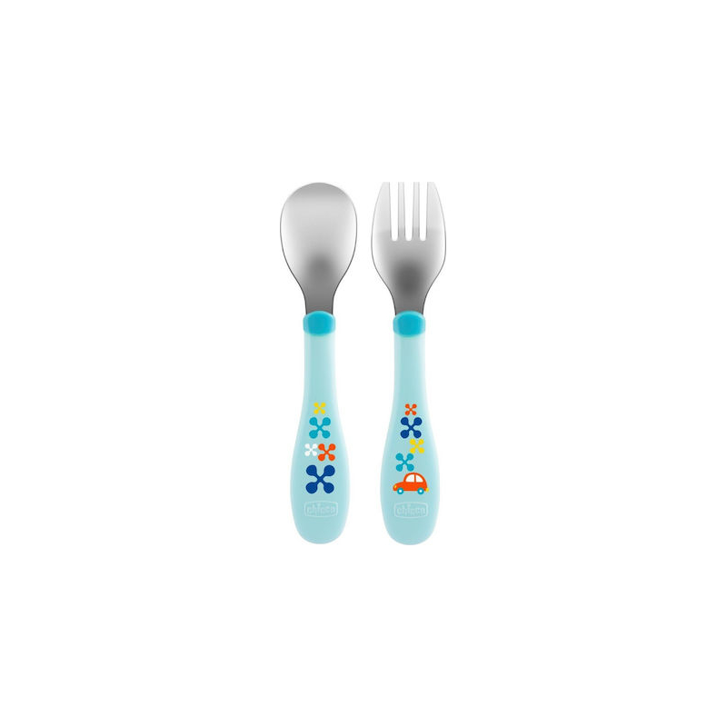 Chicco Βρεφικό Σετ με Πιρούνι από Μέταλλο Μπλε για 18+ μηνών 2τμχ