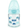 Nuk Γυάλινο Μπιμπερό First Choice Plus Temperature Control Κατά των Κολικών Θηλή Σιλικόνης 120ml 0-6 μηνών Σιέλ Ελεφαντάκια
