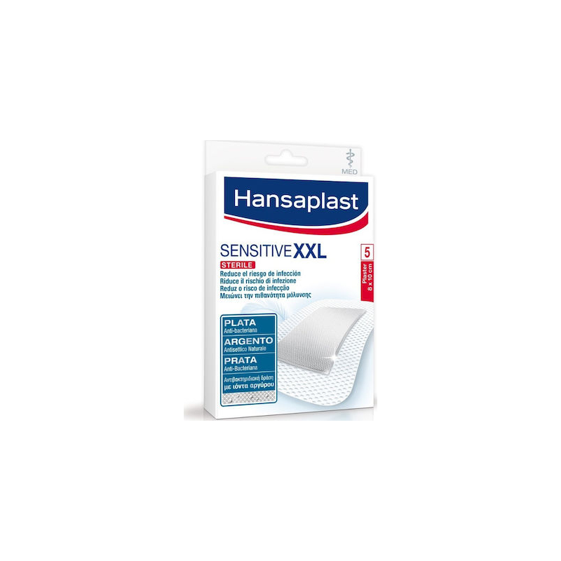 Hansaplast Αποστειρωμένα Αυτοκόλλητα Επιθέματα Med Sensitive XXL 10x8cm 5τμχ