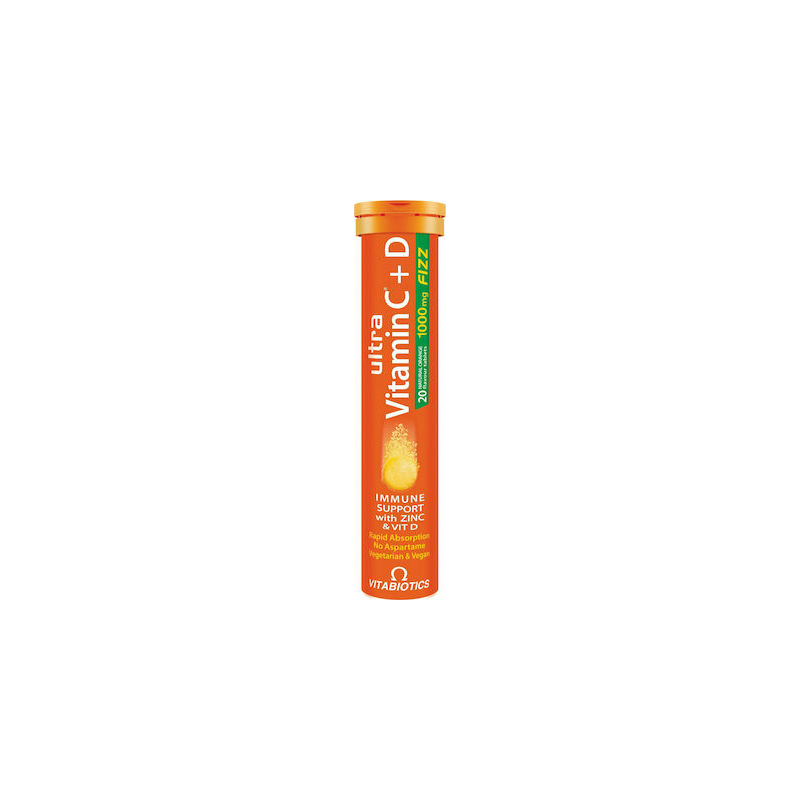 Vitabiotics Ultra Vitamin C+D Πορτοκάλι 20 αναβράζοντα δισκία