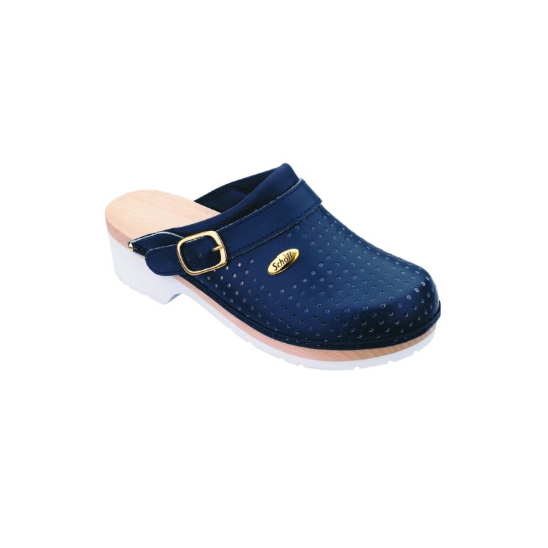Scholl Super Comfort Αντιολισθητικό Δερμάτινο Unisex Σαμπό Μπλε