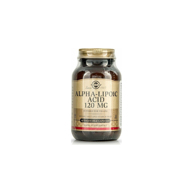 Solgar Alpha Lipoic Acid χωρίς Γλουτένη 120mg 60 φυτικές κάψουλες