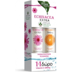 Power Health Echinacea Extra με Στέβια 24 αναβράζοντα δισκία + Vitamin C 500mg Πορτοκάλι 20 αναβράζοντα δισκία