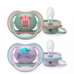 Philips AVENT Ορθοδοντικές Πιπίλες Σιλικόνης για 6-18 μηνών Ultra Air Γατα με Θήκη 2τμχ SCF085/18