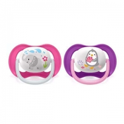 Philips AVENT Ορθοδοντικές Πιπίλες Σιλικόνης για 6-18 μηνών Ultra Air Animals Ροζ 2τμχ SCF080/12