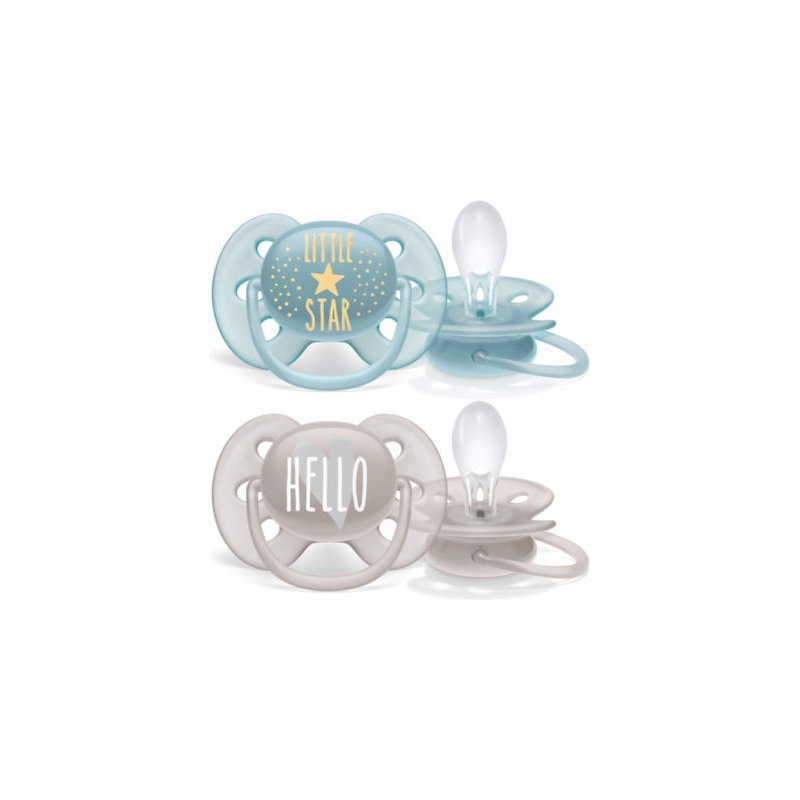 Philips Avent Ultra Soft Πιπίλα Σιλικόνης Hello Little Star SCF223/01 6-18m 2Τμχ.
