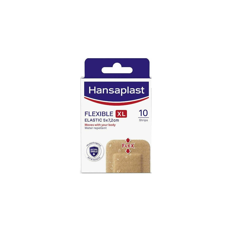 Hansaplast Flexible XL Elastic 5x7,2cm, Αδιάβροχα & Εύκαμπτα Επιθέματα x10 Τεμάχια