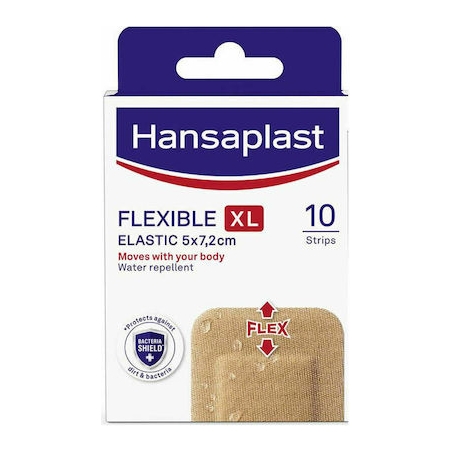 Hansaplast Flexible XL Elastic 5x7,2cm, Αδιάβροχα & Εύκαμπτα Επιθέματα x10 Τεμάχια Hansaplast Flexible XL Elastic 5x7,2cm, Αδιάβροχα & Εύκαμπτα Επιθέματα x10 Τεμάχια