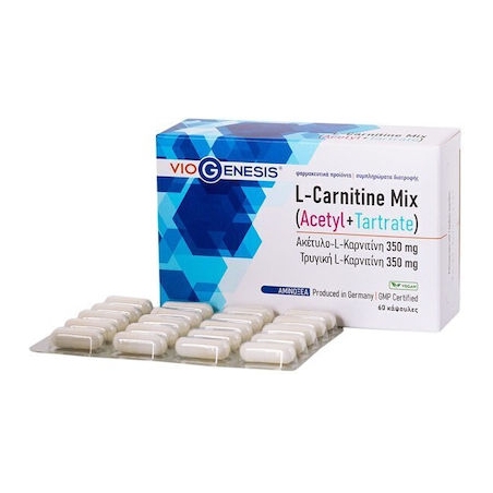 Viogenesis L-Carnitine Mix Acetyl + Tartrate Συμπλήρωμα Διατροφής με Καρνιτίνη 350mg 60 κάψουλες Viogenesis L-Carnitine Mix Acetyl + Tartrate Συμπλήρωμα Διατροφής με Καρνιτίνη 350mg 60 κάψουλες