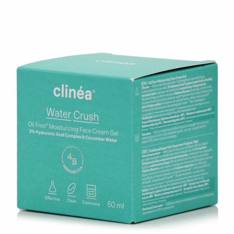 Clinea Water Crush Oil Free Moisturizing Face Cream Gel - Ενυδατική Κρέμα Τζελ Προσώπου, 50ml
