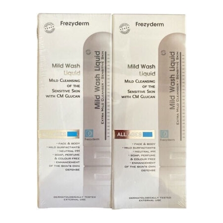 Frezyderm Υγρό Καθαρισμού Mild Wash Liquid για Ευαίσθητες Επιδερμίδες 2x200ml Frezyderm Υγρό Καθαρισμού Mild Wash Liquid για Ευαίσθητες Επιδερμίδες 2x200ml