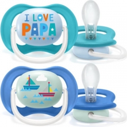 Philips Avent Ultra Air SCF080/03 6-18m, Ορθοδοντική Πιπίλα Για Αγόρι Μπλε 2τμχ.