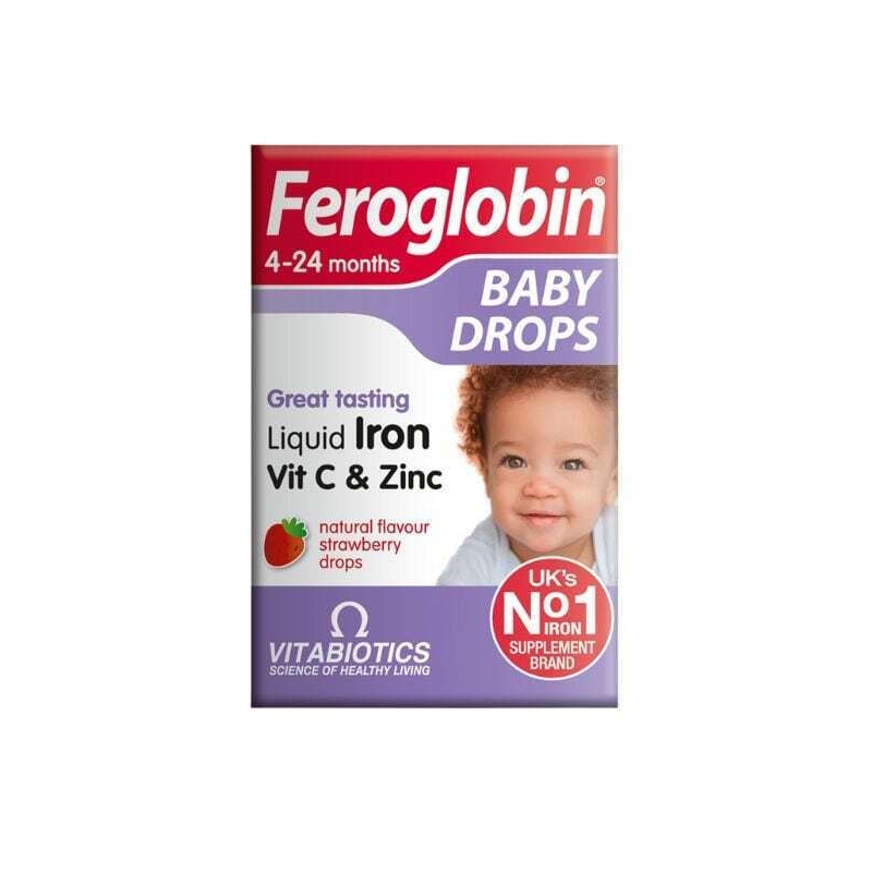 Vitabiotics Feroglobin Baby Drops Liquid Iron Vit C & Zinc 4-24 Months 30ml Φράουλα