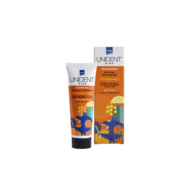 Intermed Οδοντόκρεμα Unident 50ml 1000 ppm με Γεύση Τσιχλόφουσκα για 2+ χρονών 50mL
