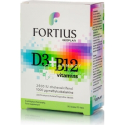 Geoplan Fortius D3 & B12 2500iu 1000mg Συμπλήρωμα Διατροφής με Β12 και D3, 90 ταμπλέτες