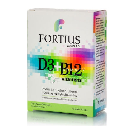 Geoplan Fortius D3 & B12 2500iu 1000mg Συμπλήρωμα Διατροφής με Β12 και D3, 90 ταμπλέτες