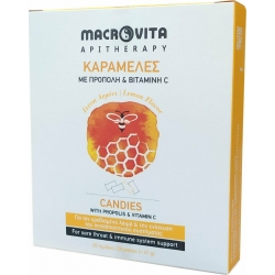 Macrovita Καραμέλες με Πρόπολη & Βιταμίνη C Λεμόνι, για τον Πονόλαιμο και το Ανοσοποιητικό 20τμχ