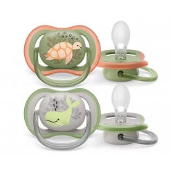 Philips AVENT Πιπίλα Σιλικόνης Ultra Air για 6-18 μηνών Φάλαινα/Χελώνα SCF085/60
