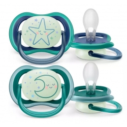 Philips AVENT Πιπίλες Σιλικόνης Νυκτός Air για 6-18 μηνών Αστέρι/Φεγγάρι 2τμχ SCF376/13