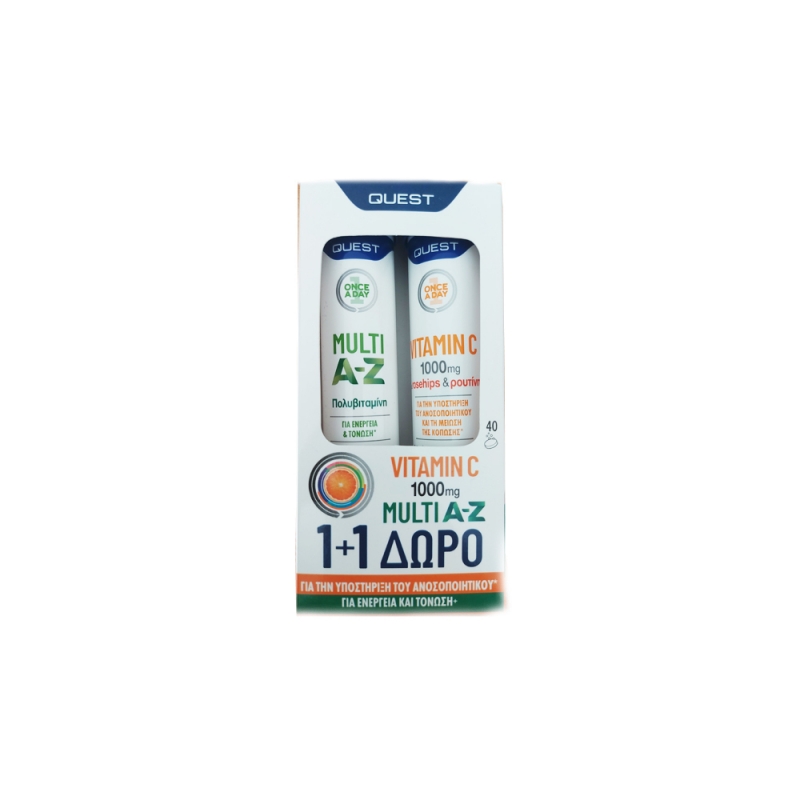 Quest Multi A-Z 20 αναβράζοντα δισκία & Vitamin C 1000mg Πορτοκάλι 20 αναβράζοντα δισκία