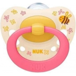 Nuk Πιπίλα Σιλικόνης Signature για 6-18 μηνών Μελισσούλα Κίτρινο - Ροζ