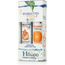 Power Of Nature Hydrolytes Sports with Stevia 20 αναβράζοντα δισκία & Vitamin C 500mg με Γεύση Πορτοκάλι 20 αναβράζοντα δισκία