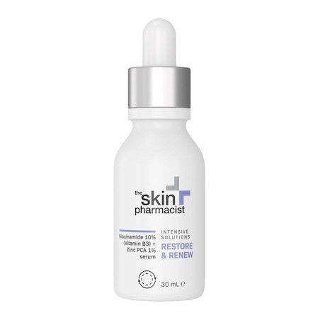 The Skin Pharmacist Restore +& Renew Niacinamide 10% (Vitamin B3) + Zinc PCA 1% Serum, 30ml