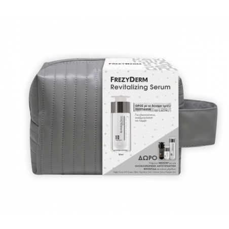 Frezyderm Revitalizing Serum 30ml ΔΩΡΟ Night Force A + E Cream 10ml, Eye Balm 5ml & Velvet Colors Medium Ματ Make up 2ml